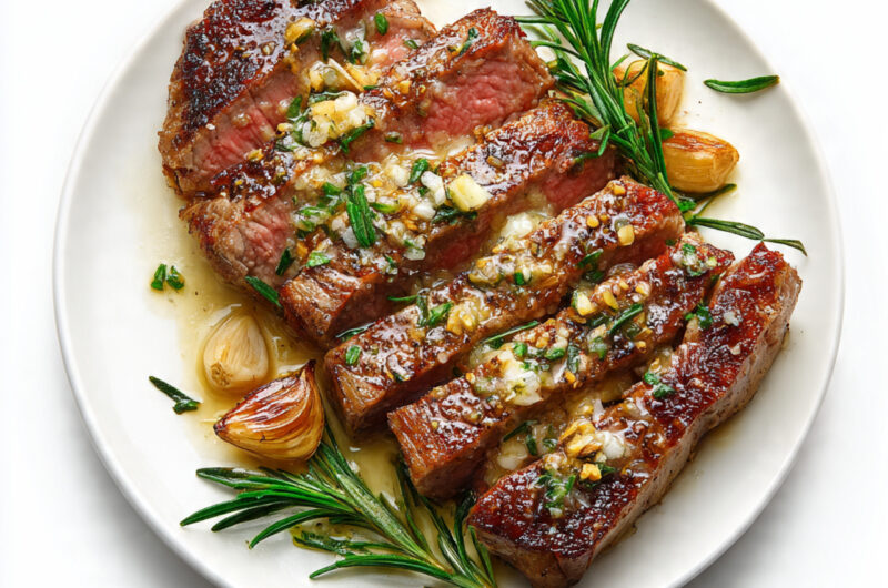 Pan Seared Steak in Garlic Butter Sauce