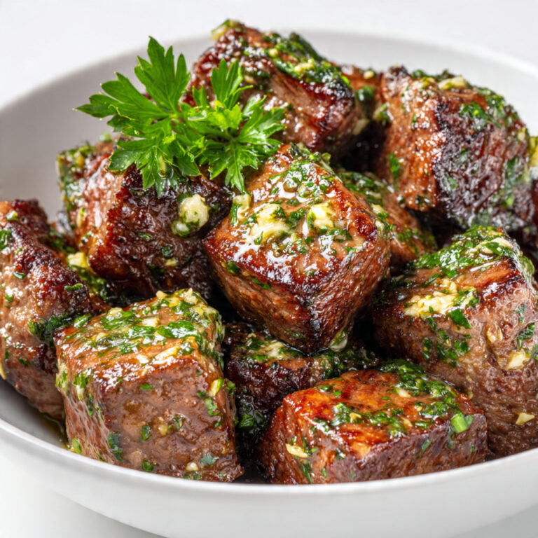 Juicy Air Fryer Garlic Butter Steak Bites in 15 Minutes