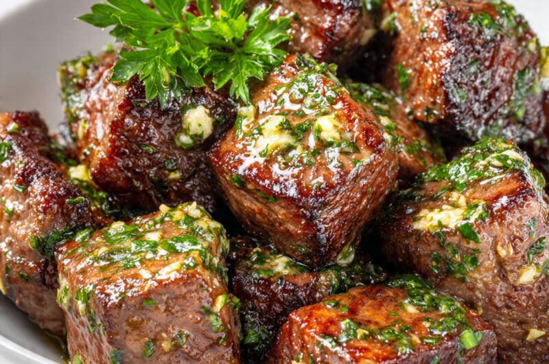 Juicy Air Fryer Garlic Butter Steak Bites in 15 Minutes