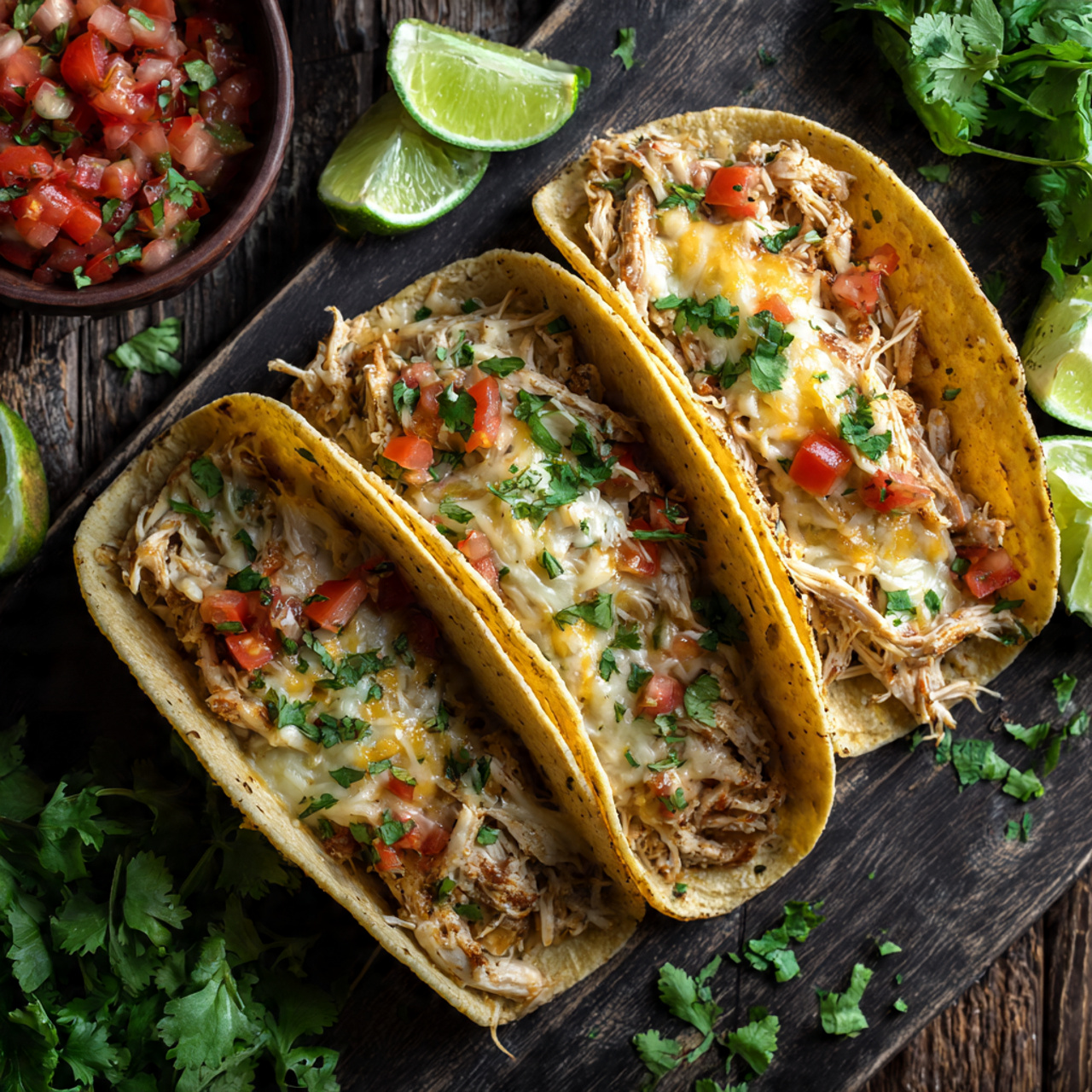 Slow Cooker Queso Chicken Tacos