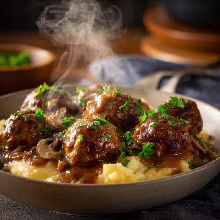 Slow Cooker Salisbury Meatballs: Tender, Juicy & Smothered in Gravy