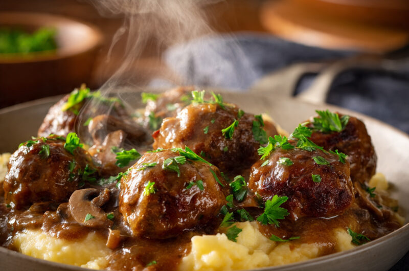 Slow Cooker Salisbury Meatballs: Tender, Juicy & Smothered in Gravy