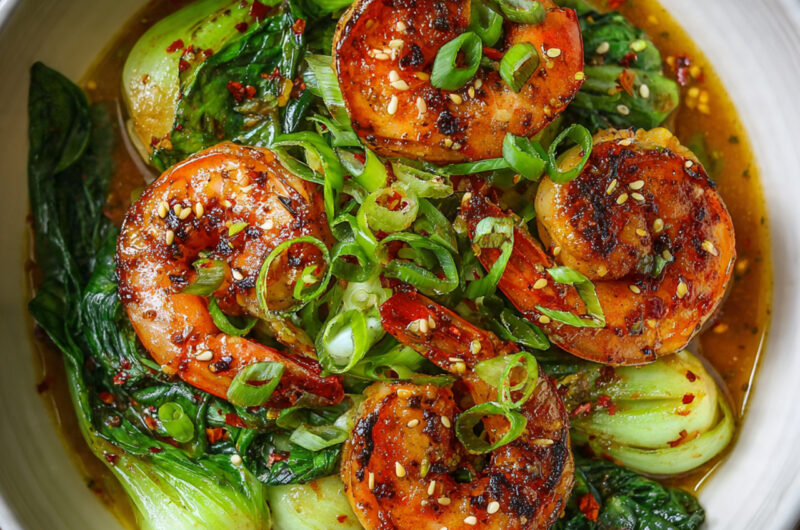 Spicy Garlic Butter Shrimp & Baby Bok Choy – Quick & Healthy