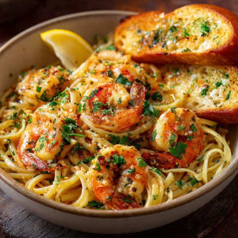 Shrimp Scampi Bowls with Garlic Bread – Buttery, Garlicky & Delicious