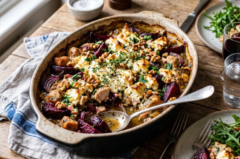 Chicken, Feta and Roasted Beetroot Bake