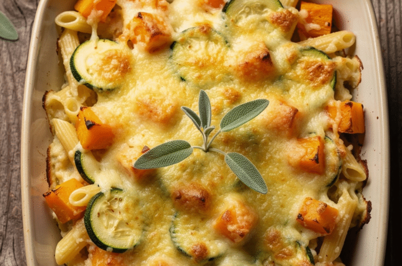 Butternut Squash Zucchini Pasta Bake