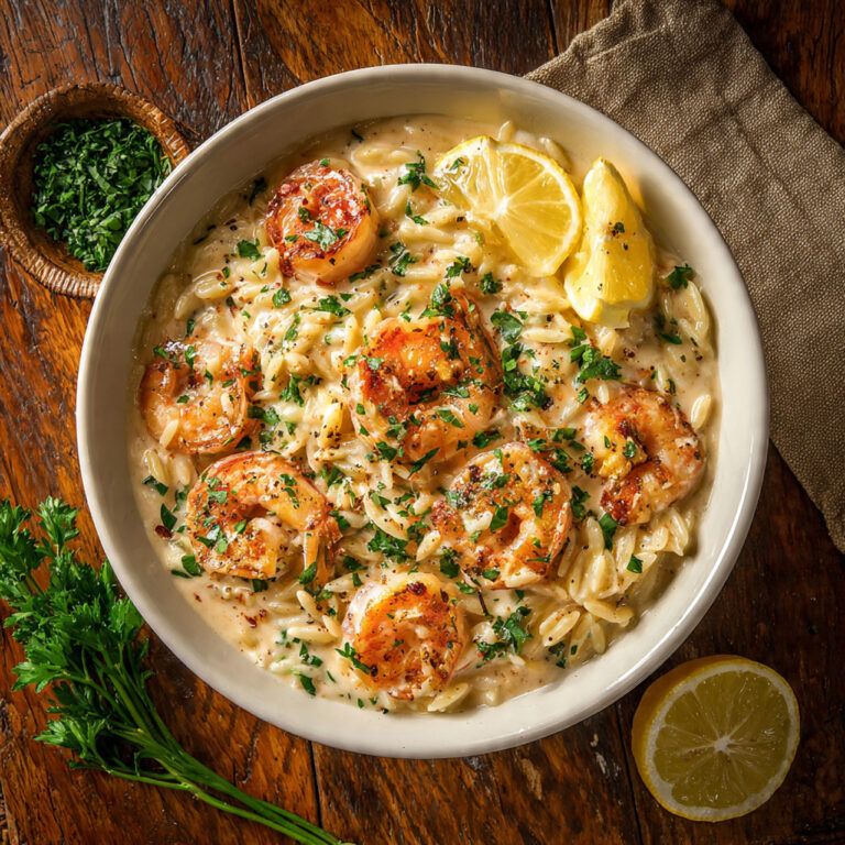 Creamy Garlic Orzo and Shrimp – Easy One-Pot Mediterranean Recipe