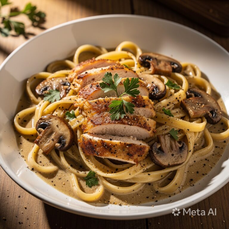 Best Creamy Garlic Mushroom Chicken Pasta