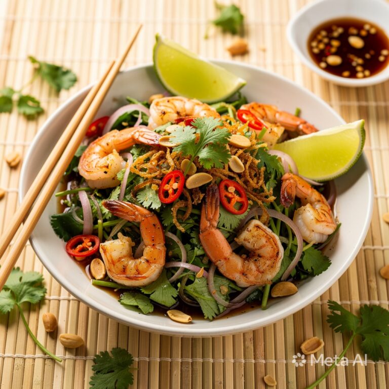 Cilantro Salad with Shallots and Shrimp