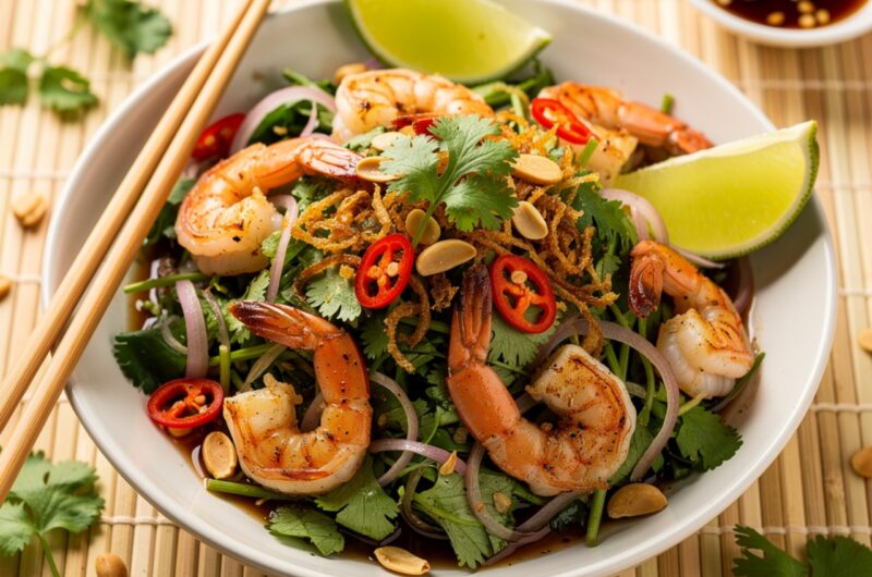 Cilantro Salad with Shallots and Shrimp