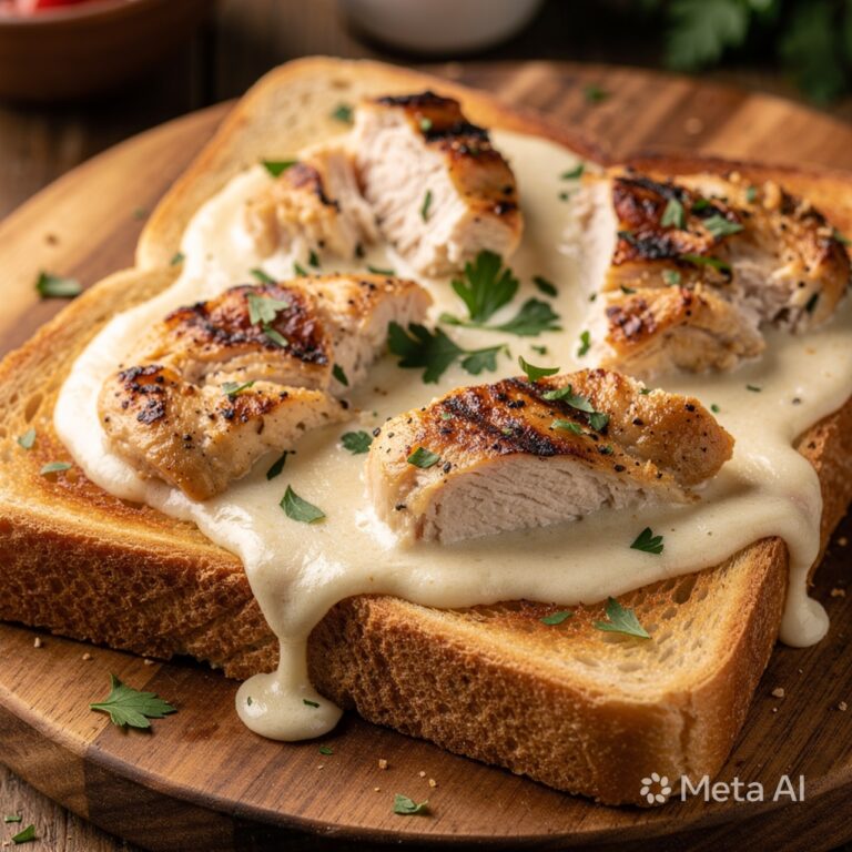 Easy Chicken Alfredo Garlic Bread Recipe
