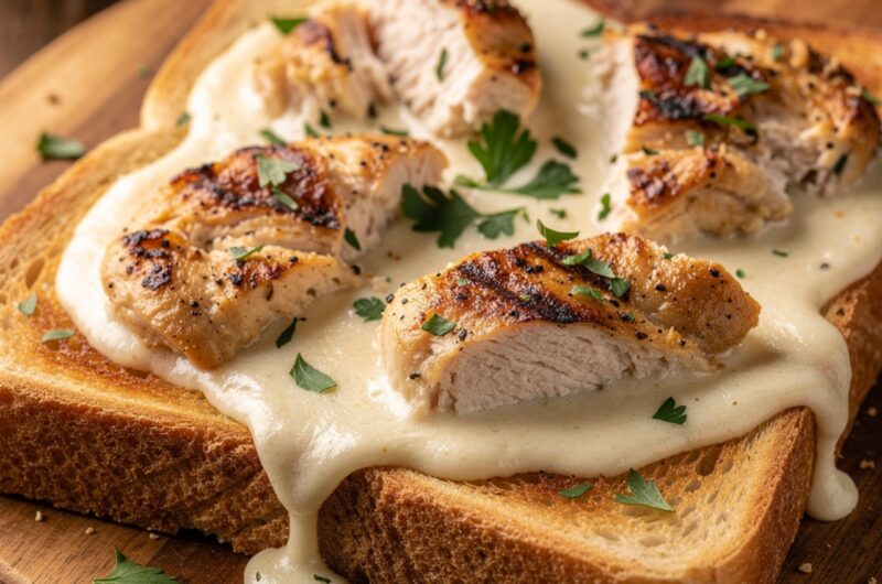 Easy Chicken Alfredo Garlic Bread Recipe