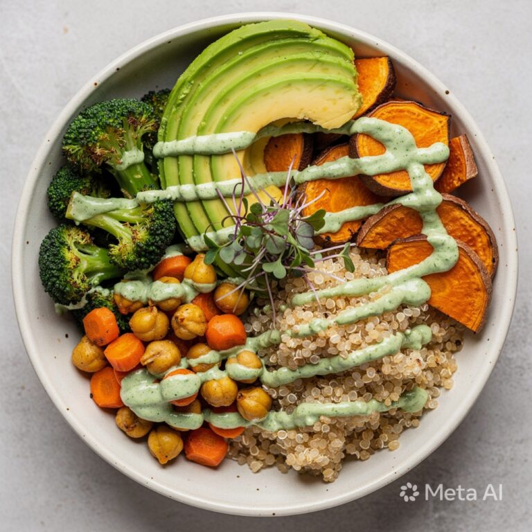 Roasted Veggie Bowl with Green Goddess Dressing