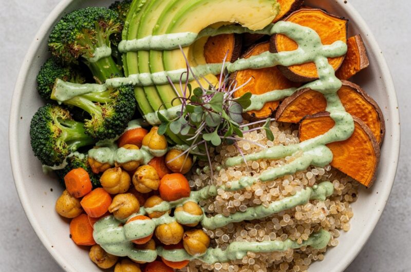 Roasted Veggie Bowl with Green Goddess Dressing