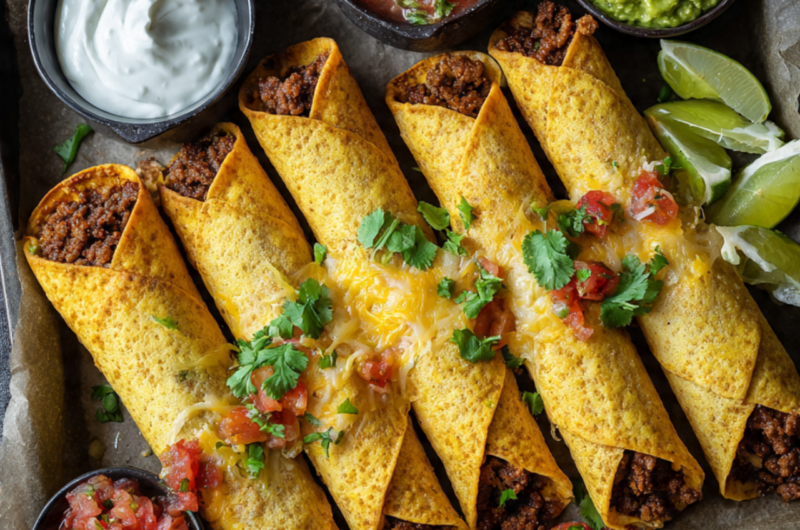 Baked Ground Beef Taquitos Recipe