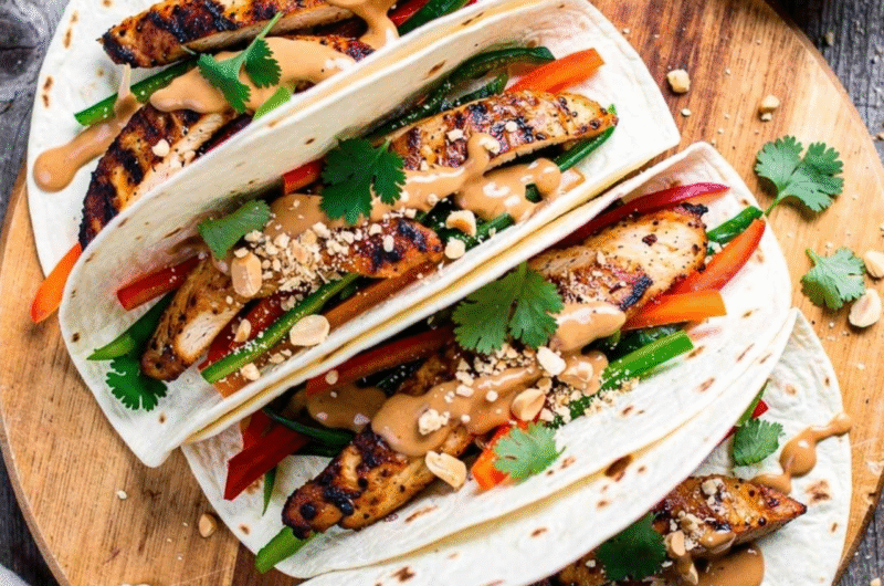 Thai Peanut Chicken Wraps