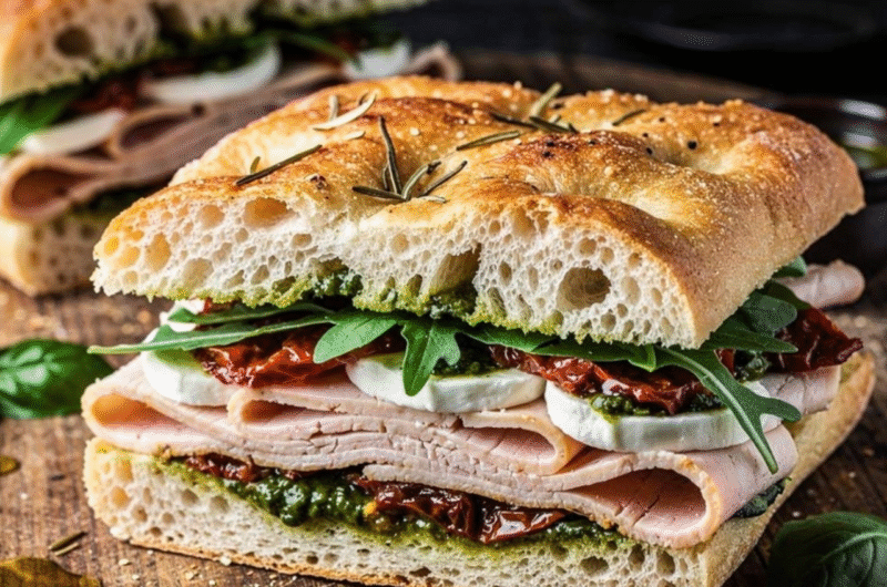 Italian Turkey Focaccia Sandwiches