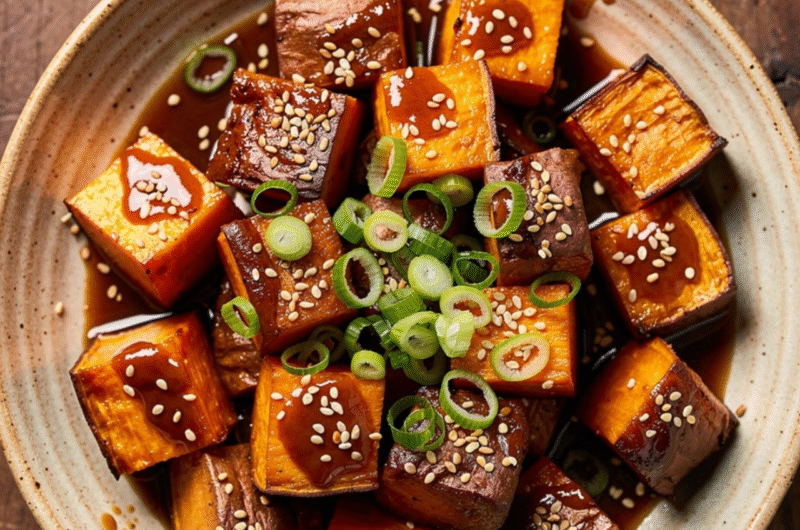 Ginger Miso Roasted Sweet Potatoes