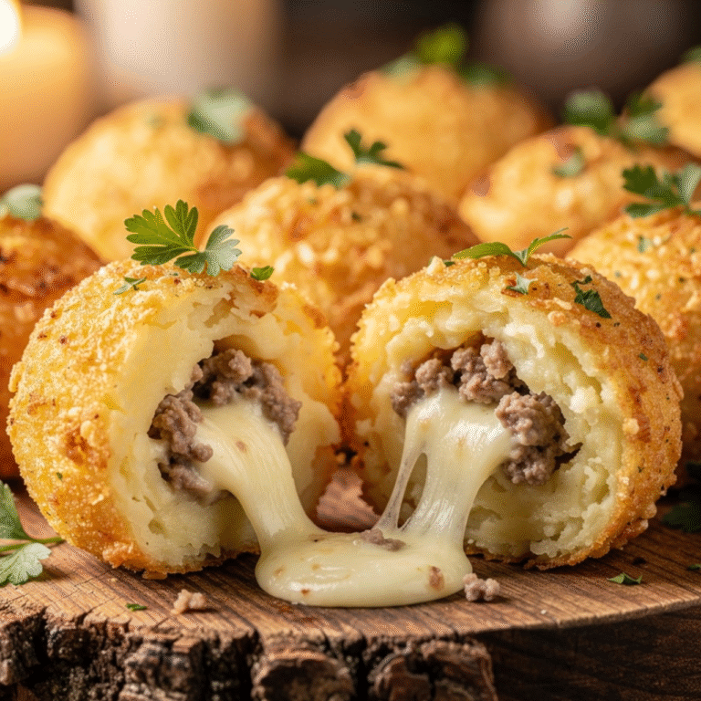 Mashed Potato Balls Stuffed with Minced Meat and Cheese