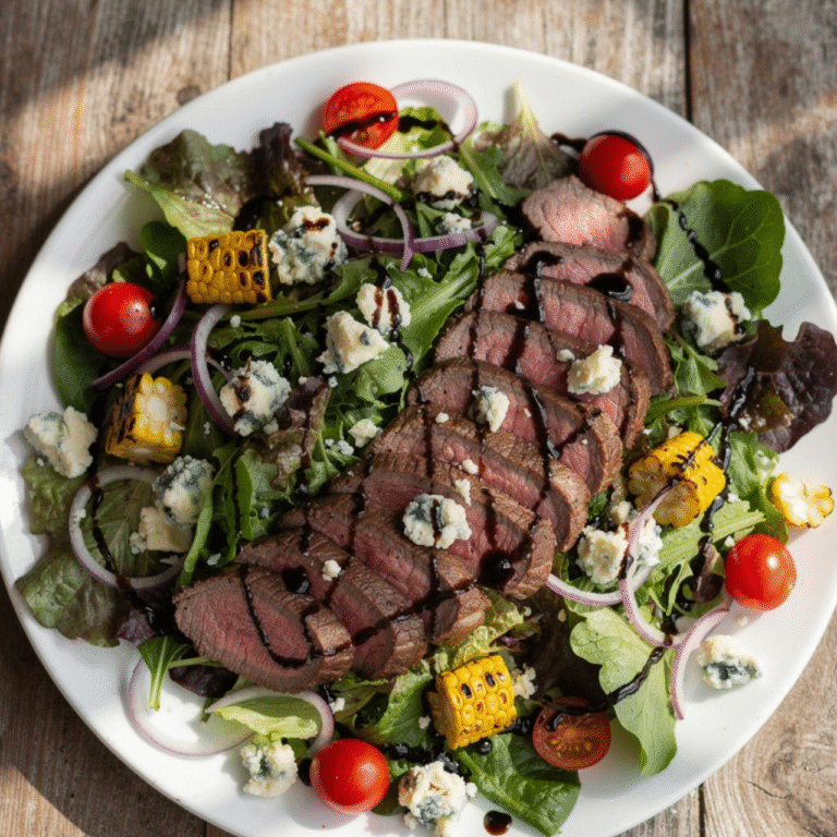 Balsamic Steak Gorgonzola Salad with Grilled Corn